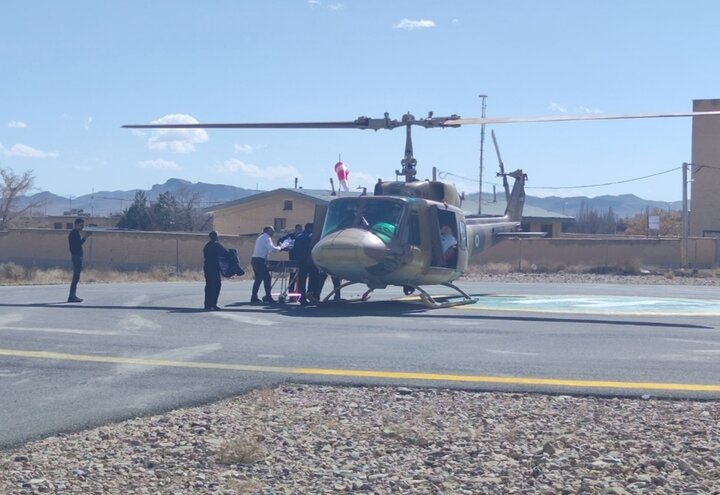 انتقال حیاتی جوان ۲۲ ساله به بندرعباس توسط اورژانس هوایی بستک