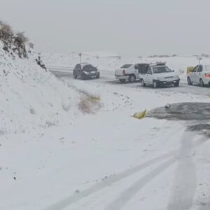 بارش شدید برف در جاده جدید شهرستان طالقان