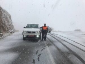 مسدود شدن گردنه ته‌ته بر اثر برف و کاهش شدید دید