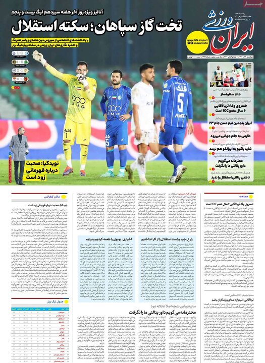 روزنامه ورزشی 20 آذر