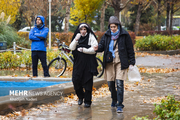 باران پاییزی در چهارباغ اصفهان