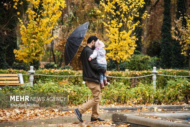 باران پاییزی در چهارباغ اصفهان