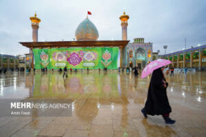 طراوت باران پاییزی در حرم شاهچراغ(ع)