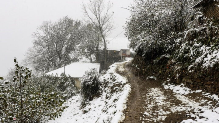 بارش برف در روستای اره چاک اشکور