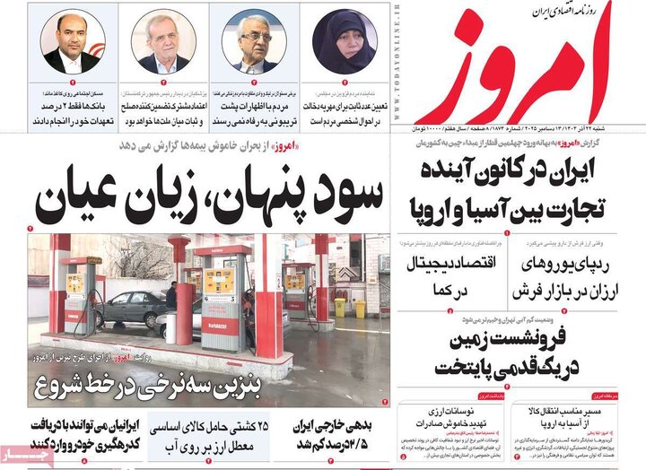 روزنامه اقتصادی 22 اذر