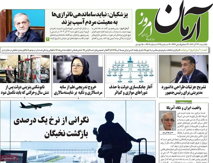 روزنامه های صبح 23 اذر