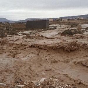 تصاویر هوایی از سیلاب در روستای کلات مالکِ قلعه‌گنج