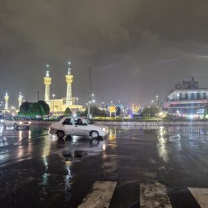 بارش باران پاییزی در جوار بارگاه منور امام رضا(ع)