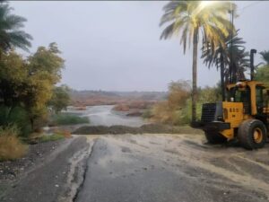 مسدود شدن راه روستایی چیرم‌آباد بخش رودخانه به علت طغیان رودخانه