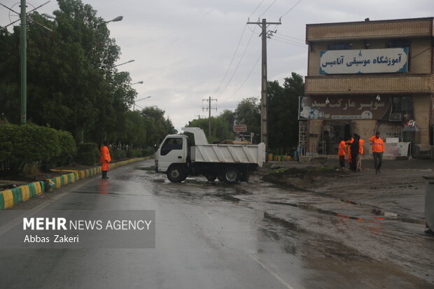 بارش شدید باران و آبگرفتگی خیابان ومعابر میناب
