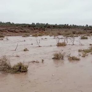 طغیان رودخانه فصلی شهر فهرج پس از سال‌ها خشکسالی