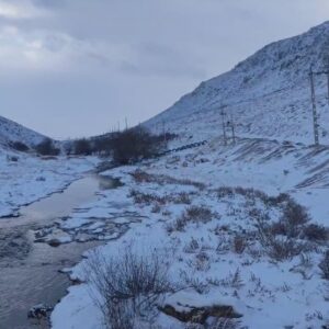 تصاویری زیبا از جاری شدن چشمه‌ها در دل برف