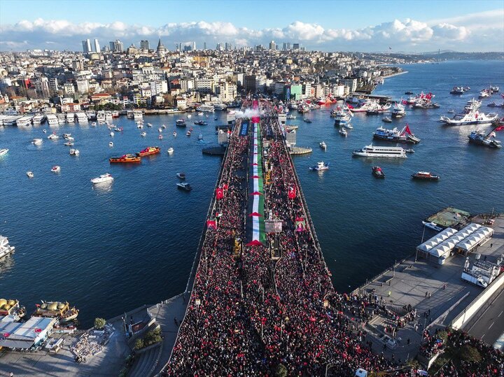 تظاهرات گسترده مردم ترکیه در حمایت از ملت غزه+ تصاویر