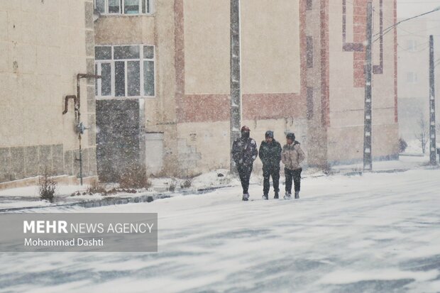 بارش برف و کولاک شدید در اردبیل