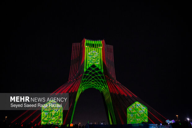 نورپردازی سه بعدی ونورافشانی به مناسبت سالگردپیروزی انقلاب اسلامی